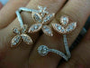 ESTATE EXTRA LARGE 1.2CT DIAMOND 14K WHITE & ROSE GOLD FLOWER DOUBLE FINGER RING