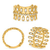 LARGE .83CT DIAMOND 14K YELLOW GOLD 3D ROUND & BAGUETTE 3 ROW MULTI HEXAGON RING