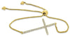 ESTATE .15CT DIAMOND 14KT YELLOW GOLD 3D CLASSIC SIDEWAYS CROSS BOLO BRACELET