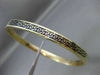 ESTATE 14KT YELLOW GOLD BLUE ENAMEL 3D GREEK KEY DESIGN 5mm BANGLE BRACELET