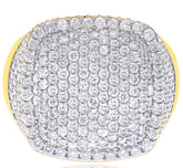 ESTATE EXTRA LARGE 2.96CT DIAMOND 14KT 2 TONE GOLD ROUND PAVE SQUARE MEN'S RING