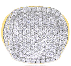 ESTATE EXTRA LARGE 2.96CT DIAMOND 14KT 2 TONE GOLD ROUND PAVE SQUARE MEN'S RING