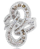 EXTRA LARGE 2.81CT WHITE & MULTI COLOR DIAMOND 18KT WHITE GOLD 3D MULTI ROW RING