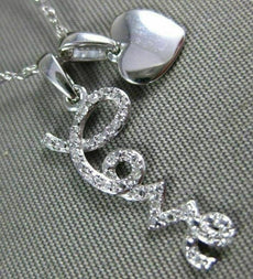 ESTATE .05CT ROUND DIAMOND 14K WHITE GOLD 3D CLASSIC HEART LOVE FLOATING PENDANT