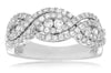 ESTATE WIDE .76CT DIAMOND 14KT WHITE GOLD 3D 2 ROW DOUBLE INFINITY FUN LOVE RING