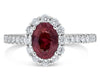 2.12CT DIAMOND & AAA PINK SAPPHIRE 14K WHITE GOLD 3D OVAL FLOWER ENGAGEMENT RING