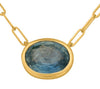 2.17CT AAA GREEN SAPPHIRE 14KT YELLOW GOLD 3D OVAL SOLITAIRE BEZEL LOVE NECKLACE