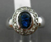 ESTATE LARGE .83CT DIAMOND & SAPPHIRE 14K WHITE GOLD BEZEL HALO ENGAGEMENT RING