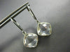 ESTATE AAA CRYSTAL 14KT WHITE GOLD 3D CUSHION CLASSIC BEZEL HANGING EARRINGS