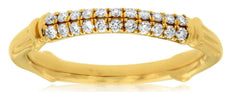 0.20CT DIAMOND 14KT YELLOW GOLD 3D CLASSIC 2 ROW BAMBOO WEDDING ANNIVERSARY RING