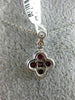 ESTATE .54CT DIAMOND & AAA RUBY 18KT WHITE GOLD 3D FLOWER ETOILE SQUARE PENDANT