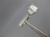 ESTATE .82CT DIAMOND PLATINUM THREE STONE EMERALD CUT FILIGREE ENGAGEMENT RING