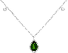 .94CT DIAMOND & AAA RUSSALITE 14K WHITE GOLD BY THE YARD TEAR DROP LOVE NECKLACE