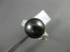 ESTATE .16CT DIAMOND 18KT WHITE GOLD 3D TAHITIAN PEARL FLOWER LEAF SOLITARE RING