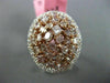ESTATE EXTRA LARGE 4.23CT MULTI COLOR DIAMOND 18K WHITE & ROSE GOLD 3D OVAL RING