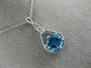 ESTATE 1.47CT DIAMOND & AAA BLUE TOPAZ 14K WHITE GOLD TEAR DROP FILIGREE PENDANT