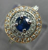 ESTATE 1.20CT DIAMOND & SAPPHIRE 14KT TWO TONE GOLD DOUBLE HALO ENGAGEMENT RING