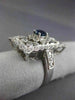ESTATE LARGE .98CT DIAMOND & SAPPHIRE 14KT WHITE GOLD OPEN FILIGREE FLOWER RING