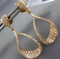 ESTATE 1.09CT DIAMOND 18KT ROSE GOLD 3D OPEN TEAR DROP PAVE HANGING EARRINGS