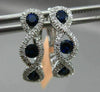 ESTATE 1.37CT DIAMOND & AAA SAPPHIRE 14K WHITE GOLD 3 STONE LOVE HUGGIE EARRINGS