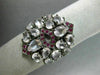 ESTATE 5.25T AAA PINK SAPPHIRE RUBY & WHITE QUARTZ 14KT WHITE GOLD 3D CROWN RING