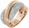 ESTATE 1.45CT DIAMOND 14KT ROSE GOLD 3D CLASSIC CRISS CROSS LOVE KNOT FUN RING