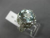 LARGE 4.05CT DIAMOND & AAA OVAL AQUAMARINE 14K WHITE GOLD FLOWER ENGAGEMENT RING