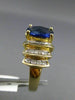ESTATE 4.20CT DIAMOND & AAA SAPPHIRE 14KT YELLOW GOLD MULTI ROW ENGAGEMENT RING