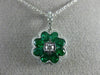 ESTATE 1.22CT DIAMOND & AAA EMERALD 18KT WHITE GOLD 3D FILIGREE FLOATING PENDANT
