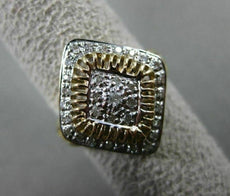 ESTATE LARGE .35CT DIAMOND 14K TWO TONE GOLD 3D SQUARE HALO FILIGREE RING #21995