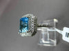 ESTATE LARGE 3.20CT DIAMOND & AAA BLUE TOPAZ 14KT WHITE GOLD 3D EMERALD CUT RING