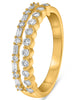 .47CT DIAMOND 14K YELLOW GOLD 3D ROUND & BAGUETTE 2 ROW WEDDING ANNIVERSARY RING
