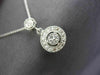 ESTATE .19CT DIAMOND 14KT WHITE GOLD FLOATING DOUBLE HALO CIRCLE PENDANT & CHAIN