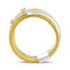 ESTATE WIDE .28CT DIAMOND 14KT 2 TONE GOLD 3D MULTI ROW OVERLAPPING COIL RING