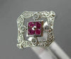 ESTATE WIDE .51CT DIAMOND & AAA RUBY 14KT WHITE GOLD OPEN ROUND HEXAGON FUN RING
