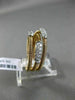 ESTATE .32CT DIAMOND 18KT WHITE & YELLOW GOLD 3D 3 ROW CRISS CROSS FLEXIBLE RING