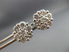 ESTATE LARGE 1.57CT ROUND DIAMOND 14KT WHITE GOLD FLOWER CLUSTER EARRINGS #22436