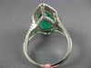 ESTATE EXTRA LARGE 8.39CT DIAMOND & AAA EMERALD 18KT WHITE GOLD ENGAGEMENT RING