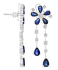 4.88CT DIAMOND & AAA SAPPHIRE 18KT WHITE GOLD PEAR SHAPE & ROUND FLOWER EARRINGS