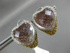 LARGE 15.01CT WHITE & FANCY YELLOW DIAMOND & QUARTZ 14KT WHITE GOLD 3D EARRINGS