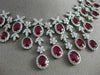 ESTATE EXTRA LARGE CERTIFIED 43.78CT DIAMOND & RUBY 18KT WHITE GOLD NECKLACE E/F