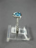 ESTATE .65CT DIAMOND & AAA TRILLION CUT BLUE TOPAZ 14K WHITE GOLD BEZEL FUN RING