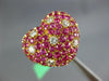 ESTATE LARGE 8.0CT DIAMOND & AAA PINK SAPPHIRE 18KT YELLOW GOLD PUFF HEART RING