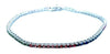 ESTATE 3.02CT AAA MULTI COLOR SAPPHIRE 18KT WHITE GOLD 3D ROUND TENNIS BRACELET