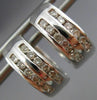 ESTATE .36CT ROUND CUT DIAMOND 14KT WHITE GOLD 3D TWO ROW HUGGIE EARRINGS #20610