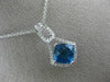 ESTATE 1.92CT DIAMOND & AAA BLUE TOPAZ 14KT WHITE GOLD SQUARE LOVE KNOT PENDANT