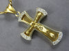 ESTATE LARGE .40CT DIAMOND 14KT YELLOW GOLD 3D CRUCIFIX CROSS MENS NECKLACE
