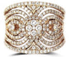 ESTATE WIDE 1.25CT DIAMOND 14K YELLOW GOLD MULTI LEAF CLUSTER MULTI ROW FUN RING