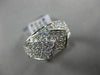 ESTATE WIDE .85CT ROUND DIAMOND 14KT WHITE GOLD 3D PAVE MULTI ROW FUN LOVE RING
