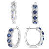 2.61CT DIAMOND & AAA SAPPHIRE 14KT WHITE GOLD MULTI FLOWER HOOP HANGING EARRINGS